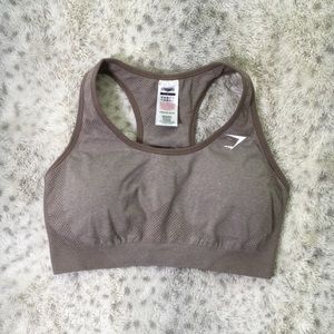 Brand New Gymshark Vital Seamless 2.0 Sports Bra in Taupe Marl (Size Large)